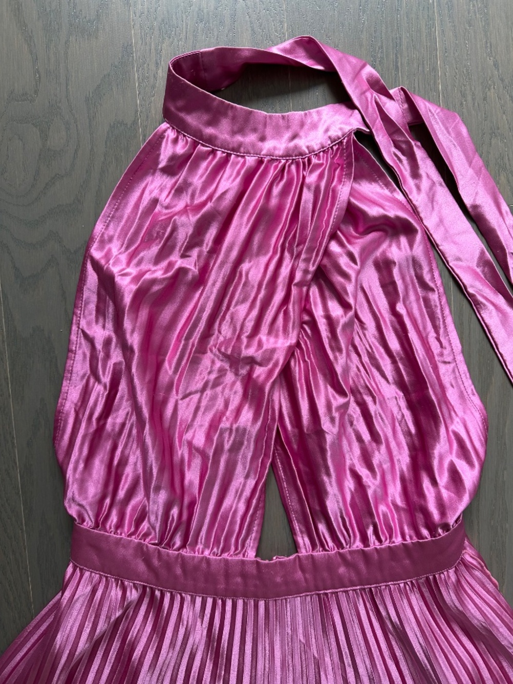 L'IDEE Renaissance Split Gown Halter Pleated Pink Satin Maxi Dress AU 10 / US 6 - Picture 4 of 11